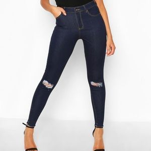 Boohoo distressed high waist jeans